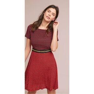 Maeve Anthropologie Amici Color Block Dress Red Print Size 4